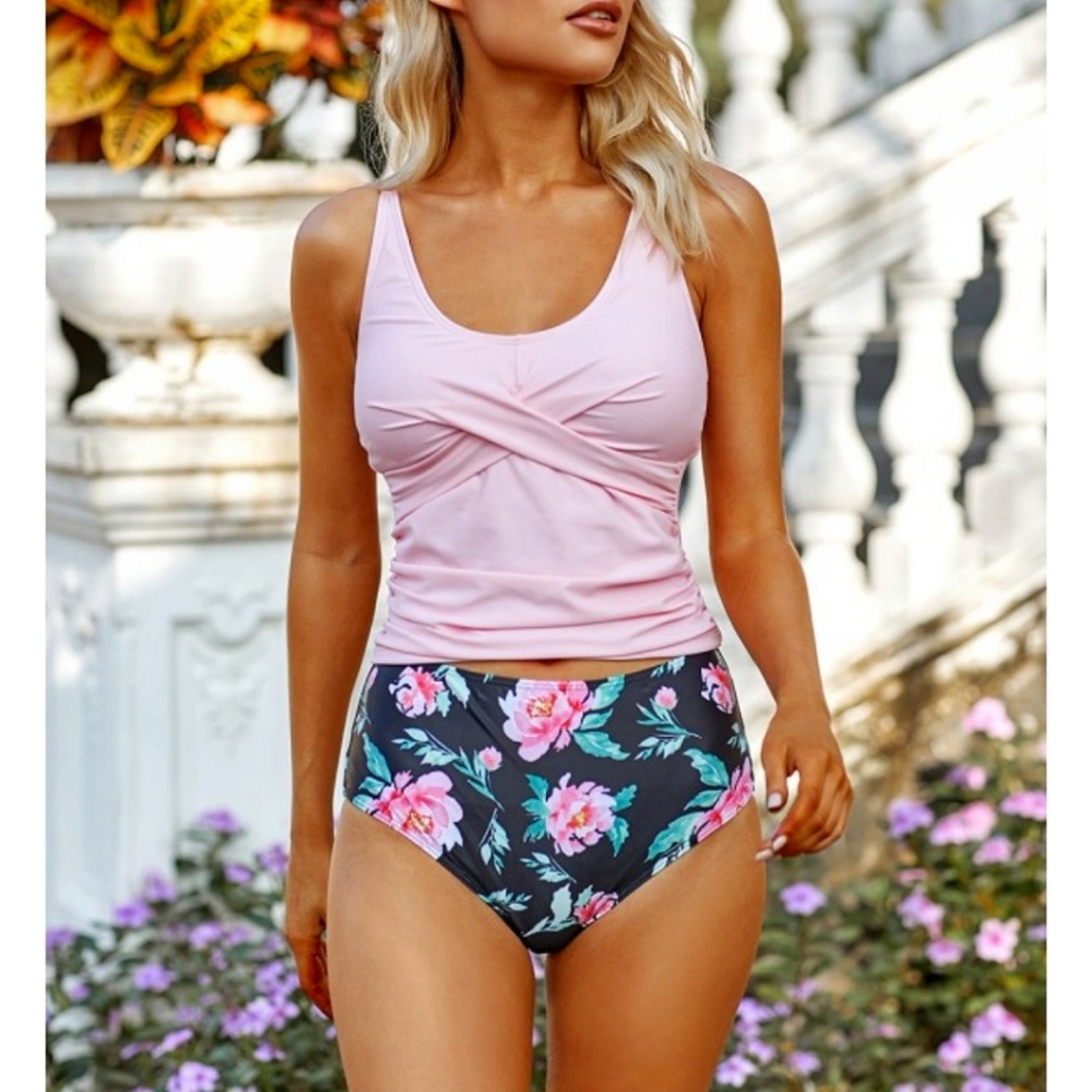 Beachsissi 2 piece pink floral swimsuit